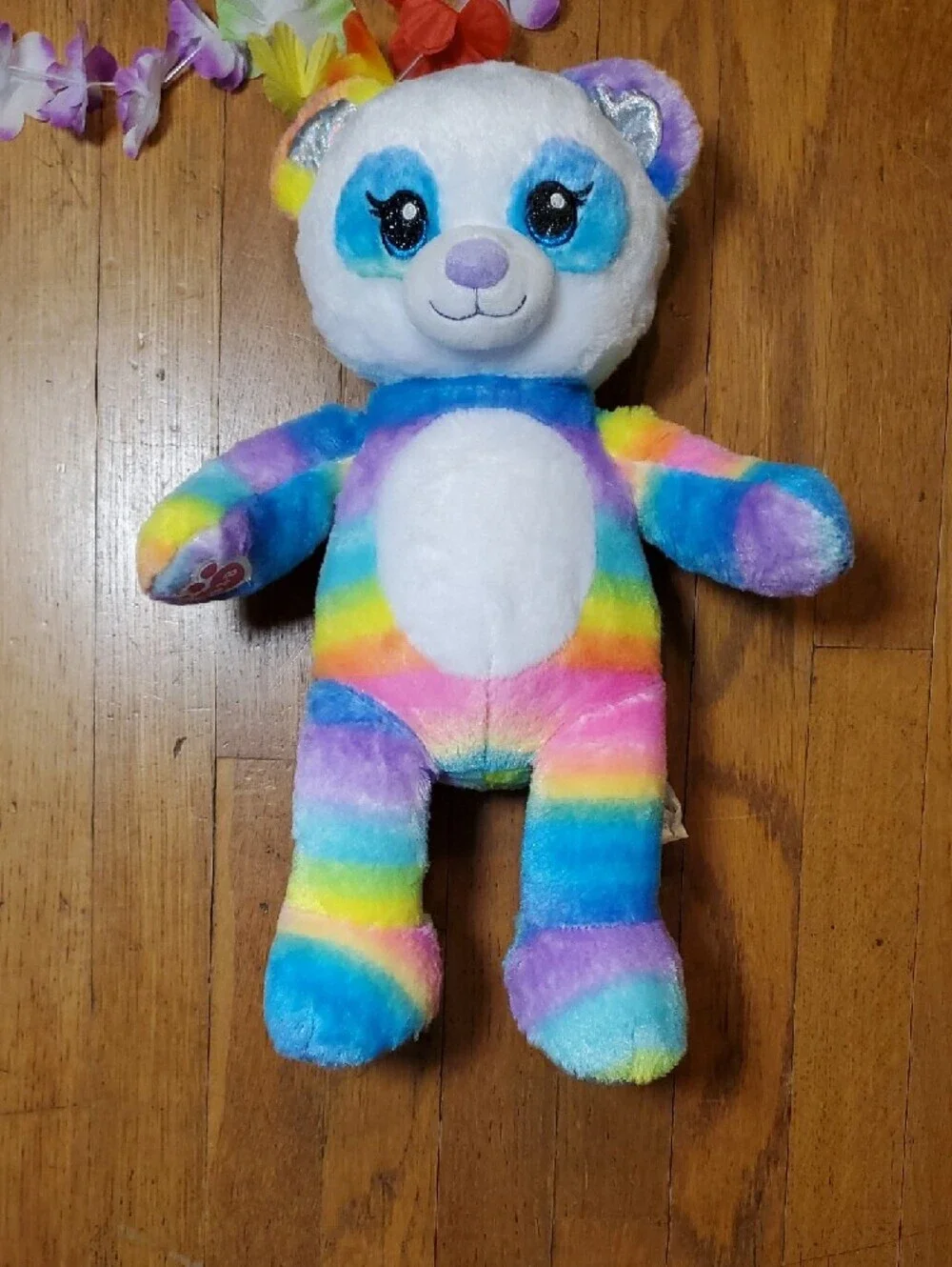 Build-A-Bear Rainbow Teddy Plush with Silver Sparkle Paws